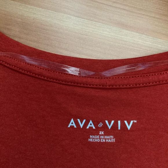 Ava & Viv Long Sleeve Scoop Neck Relaxed Fit Pullover Top Size 2X New With Tags - Picture 5 of 10